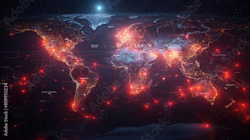 Map of the World Illuminated by Lights