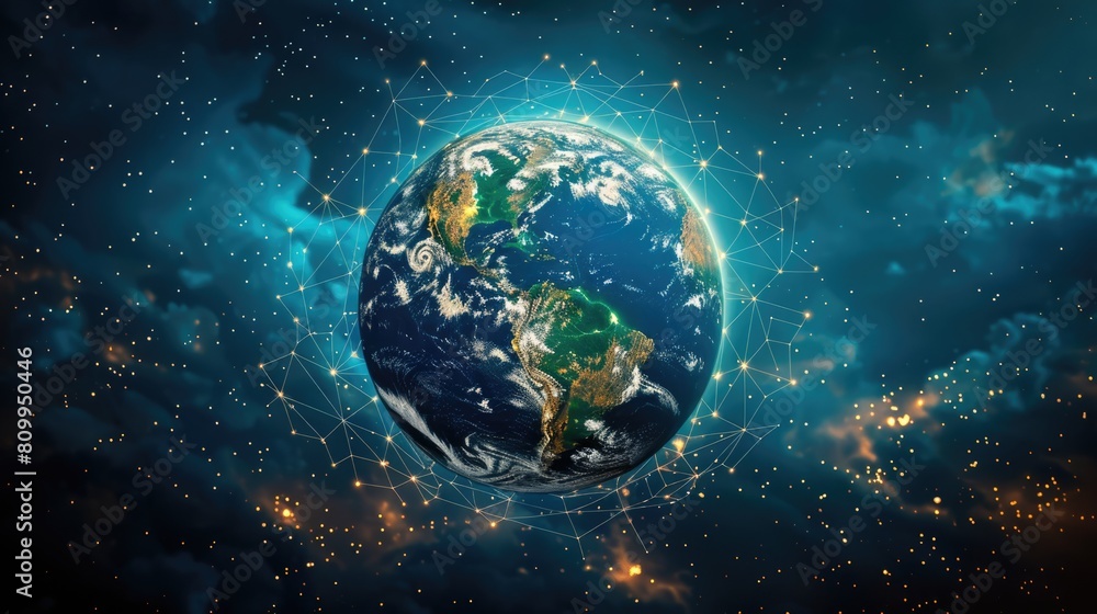 Fototapeta premium Earth Surrounded by Stars in Space