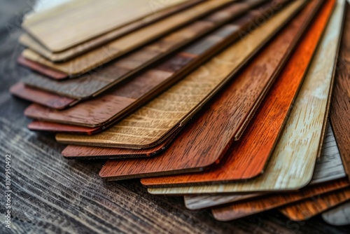 Assorted wood samples on a table  ideal for woodworking projects