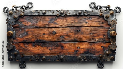 Wooden Chest With Metal Chains photo