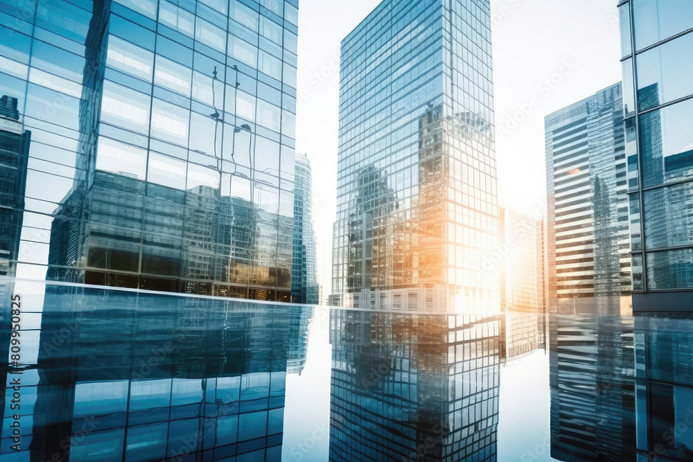 Sunset Silhouettes on Urban Glass Facades