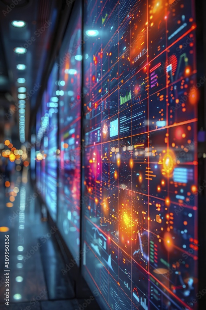 Real-time tech updates are seamlessly showcased on floating digital panels in a cutting-edge smart office environment. Real-time tech updates are seamlessly showcased on floating digital panels in a cutting-edge smart office environment.