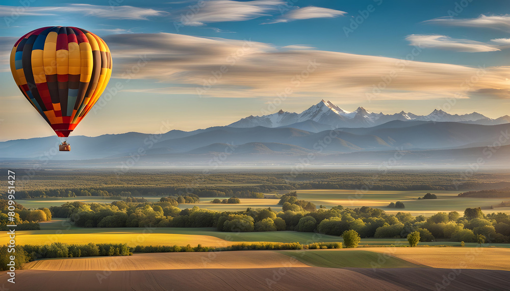 Obraz premium hot air balloon over region country