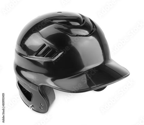 Black protective helmet isolated on white. Sports equipment
