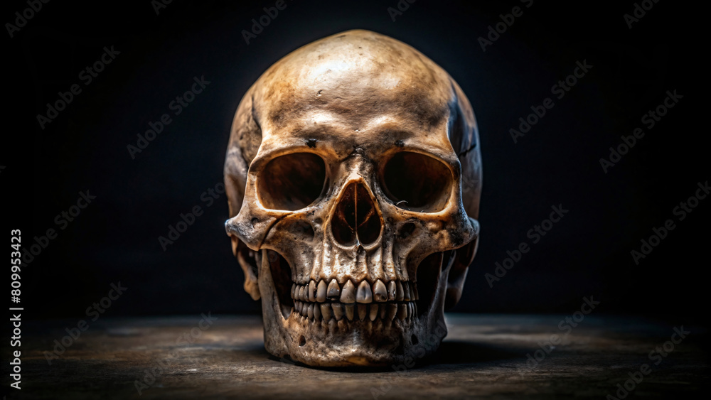 Black background with skull Black background with skull