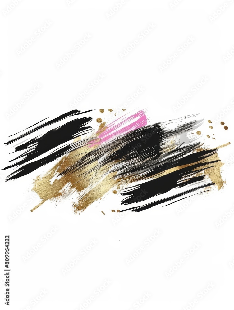 Fototapeta premium A visually striking composition of black and gold streaks on a white background, creating a dynamic and elegant contrast