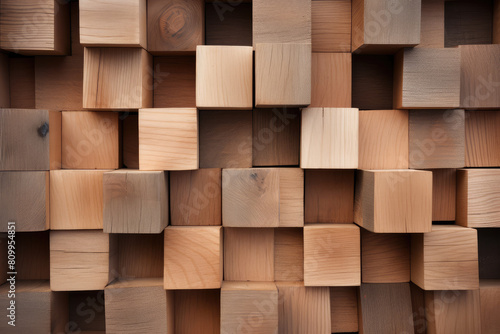 Modern Abstract Wooden Cubes Wall Texture