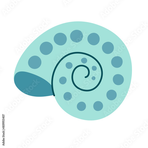 Hand drawn Seashell. Trendy flat style seashell illustration. Souvenir seashell isolated on white background. Vector illustration