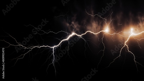 Spectacular Display of Multiple Lightning Bolts Illuminating the Night Sky