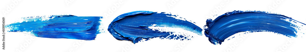 Set of Paint brush stroke texture. Blue acrylic paint blotch isolated on white background
Set of Paint brush stroke texture. Blue acrylic paint blotch isolated on white background