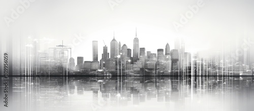 Abstract Monochrome Cityscape with Water Reflection