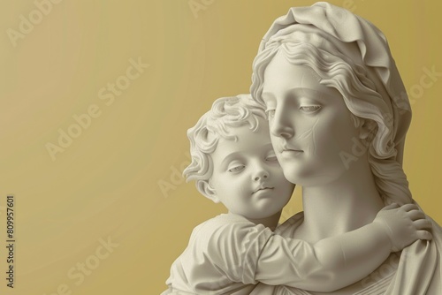 A statue of a woman holding a child. Suitable for family, motherhood concepts