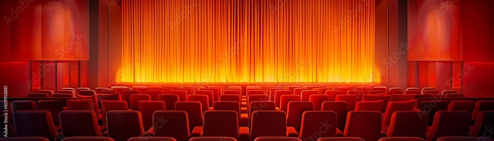 Fototapeta premium A highend home theater with plush seating and a large highdefinition television, displaying a blockbuster movie, the ambiance luxurious and immersive