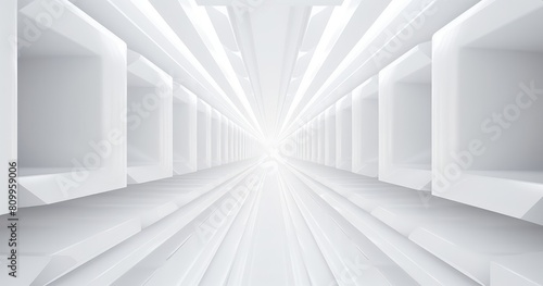 Futuristic White Corridor With Abstract Lighting