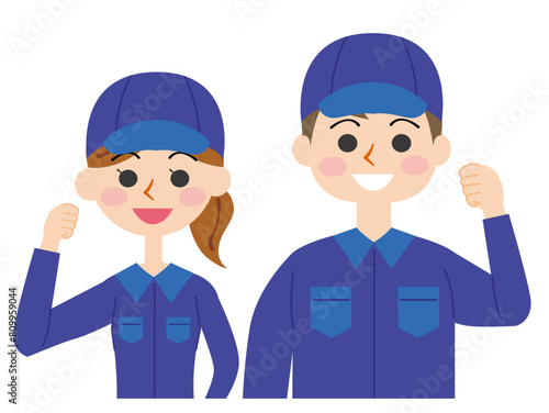 清掃業者のスタッフ男女