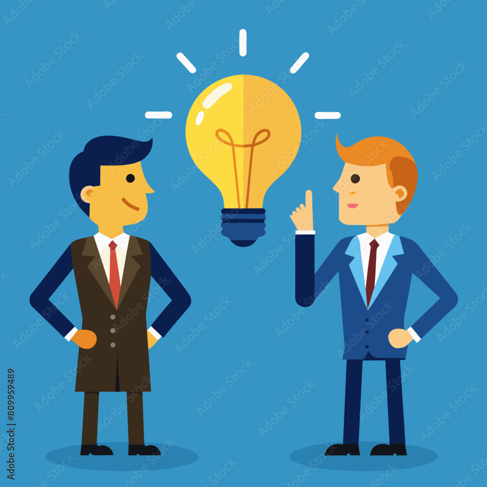Vector illustration of Businessman thinking and coming up with a brilliant idea with a light bulb shining brightly Vector illustration of Businessman thinking and coming up with a brilliant idea with a light bulb shining brightly