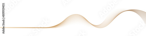 Abstract wavy lines (Guilloche texture) flowing smooth curve gold gradient color on transparent background. Vector horizontal template for business banner, technology, luxury voucher, invitation