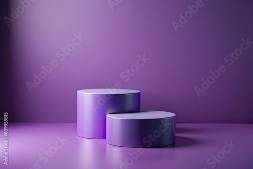 Purple podiums on purple background.
