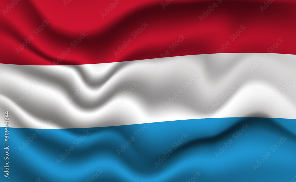 Fototapeta premium Waving Luxembourg Flag 3D Illustration. The National Flag of Luxembourg.