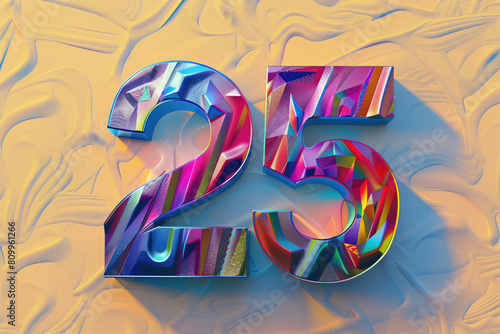 Happy 25th birthday! Numbers 25 written in colorful neon font.