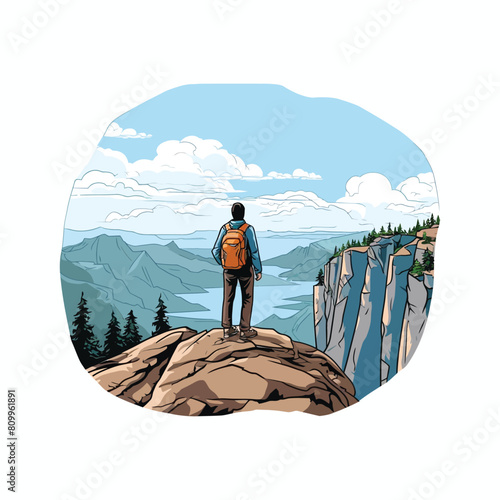 Vector of a hiker admiring the view