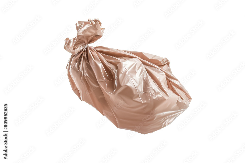 Tied Plastic Bag Full of Trash Isolated on White Background Tied Plastic Bag Full of Trash Isolated on White Background