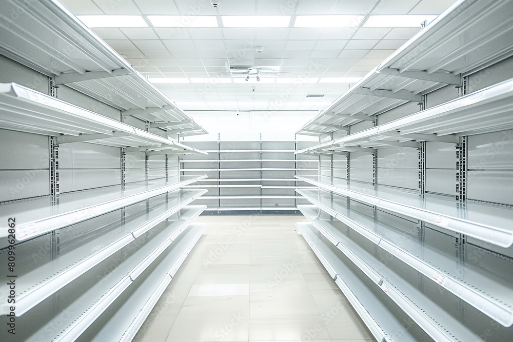 Empty shelves of supermarket or grocery store. Empty shelves of supermarket or grocery store.