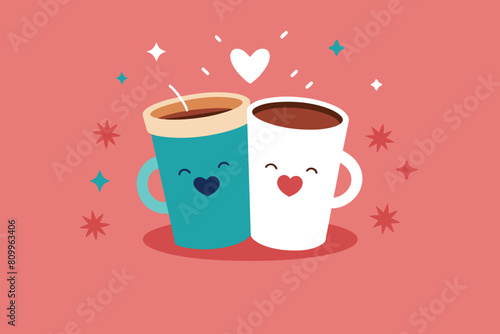 Friendship day background with coffee cup watercolor Vector