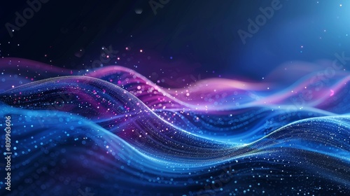 Dynamic Flowing Lines and Circles, Vibrant Blue Poster Background