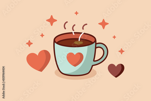 Friendship day background with coffee cup watercolor Vector