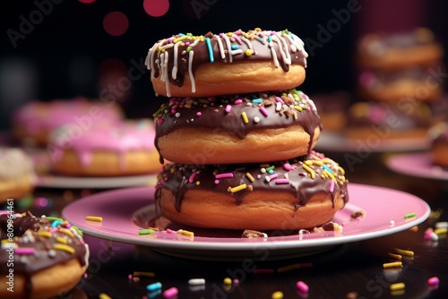 Table cookies donuts. Exquisite festive saccharine and savory buffet. Generate AI photo