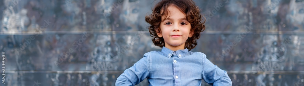 Confident Child in Power Stance Portraying Authority Beyond Their Years Confident Child in Power Stance Portraying Authority Beyond Their Years