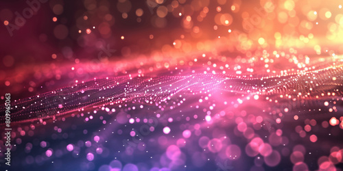 Abstract digital background of moving particles. Information space flow. Big data visualization.