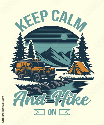 Hiking car Outdoor T-Shirt Design, Hiking tee vector Design