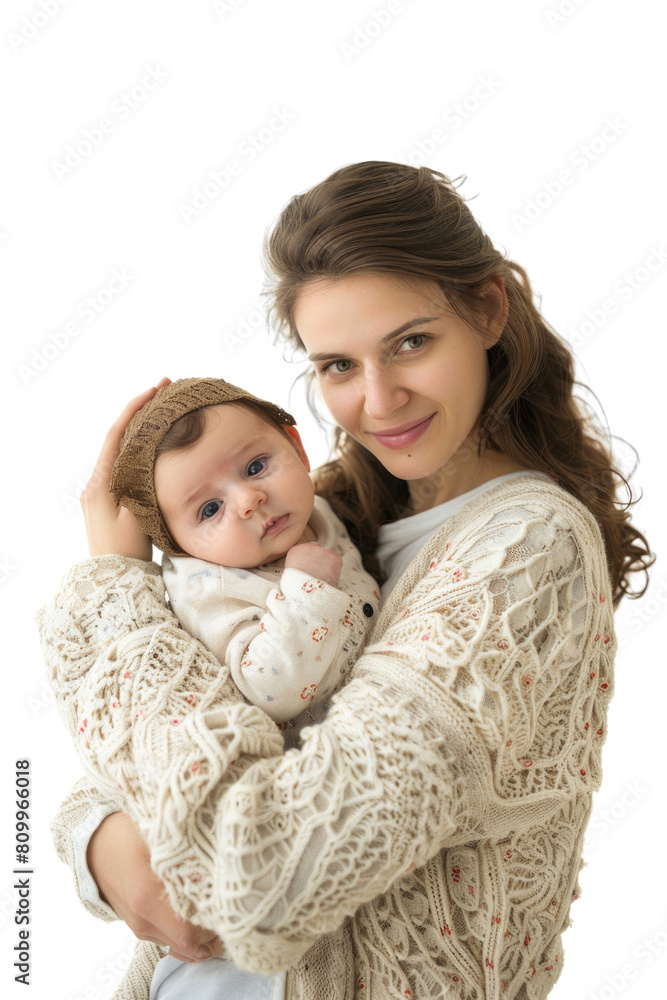 Mother and her newborn baby white background Mother and her newborn baby white background