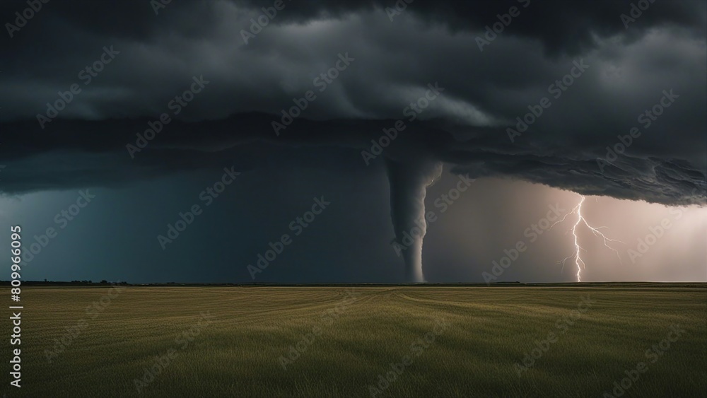 lightning in the storm A tornado and lightning in a field, creating a dangerous and powerful scene. lightning in the storm A tornado and lightning in a field, creating a dangerous and powerful scene.
