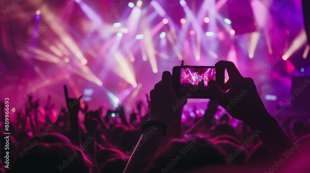 Crowd at a concert taking a picture with a mobile phone Crowd at a concert taking a picture with a mobile phone
