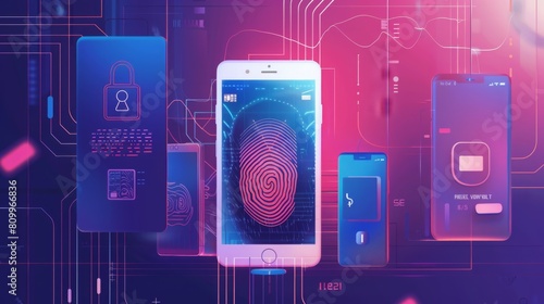 A modern cell phone displaying a clear fingerprint on its screen, showcasing biometric security technology in use.