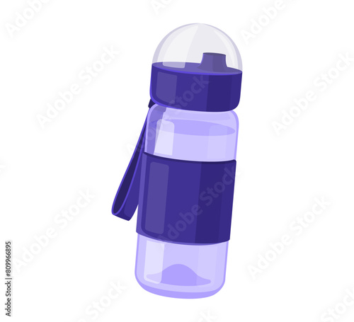 Transparent blue water bottle.