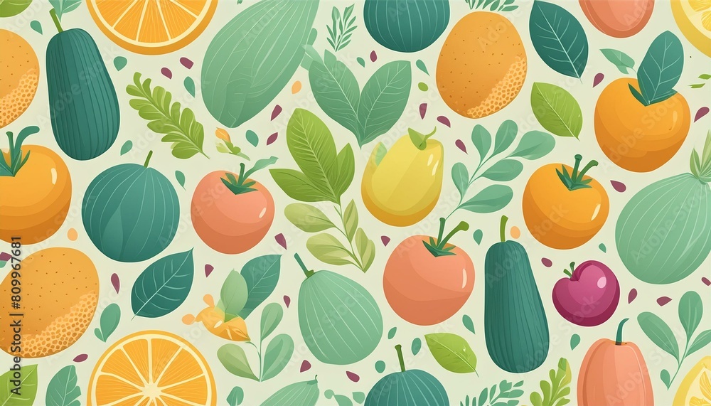 A pattern of fruit and vegetables