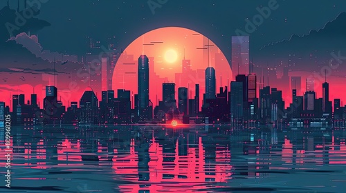 Create a digital painting of a cityscape in the style of cyberpunk