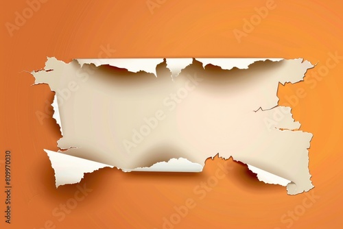 A torn piece of paper on a vibrant orange background. Perfect for design projects
