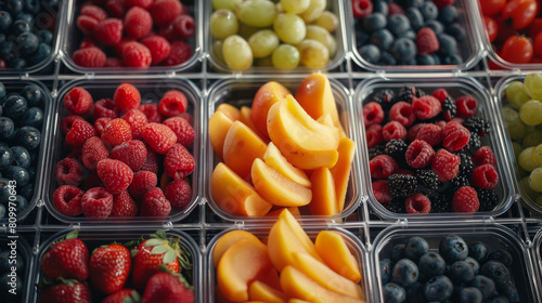 Different types of fruits and berries are displayed on a tray at the supermarket  Artificial Intelligence generated text