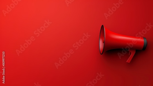 Red megaphone on a matching red background, creating a monochrome look.