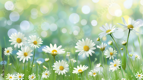 White Daisies Scattered in Grass