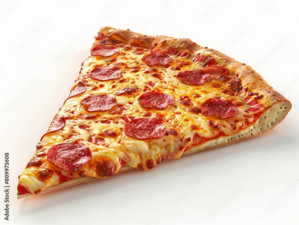 Photo of a 3D rendered pizza slice icon, delicious and appetizing, isolated on white background Photo of a 3D rendered pizza slice icon, delicious and appetizing, isolated on white background