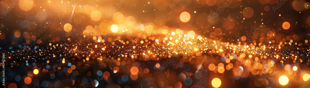 An elegant backdrop featuring a shimmering gold base, with soft bokeh lights creating a magical and luxurious ambiance on the stage floor, created through Generative Ai technology. An elegant backdrop featuring a shimmering gold base, with soft bokeh lights creating a magical and luxurious ambiance on the stage floor, created through Generative Ai technology.