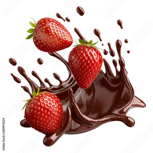 Strawberry Splashing into Chocolate illustration