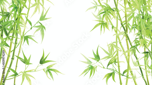 Vector illustration of green bamboo trees background.