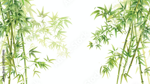 Vector illustration of green bamboo trees background.